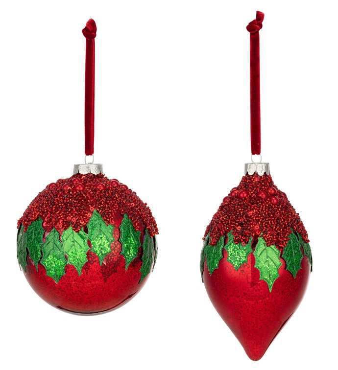 Holly Berry/Leaves Ornament  2 Assorted