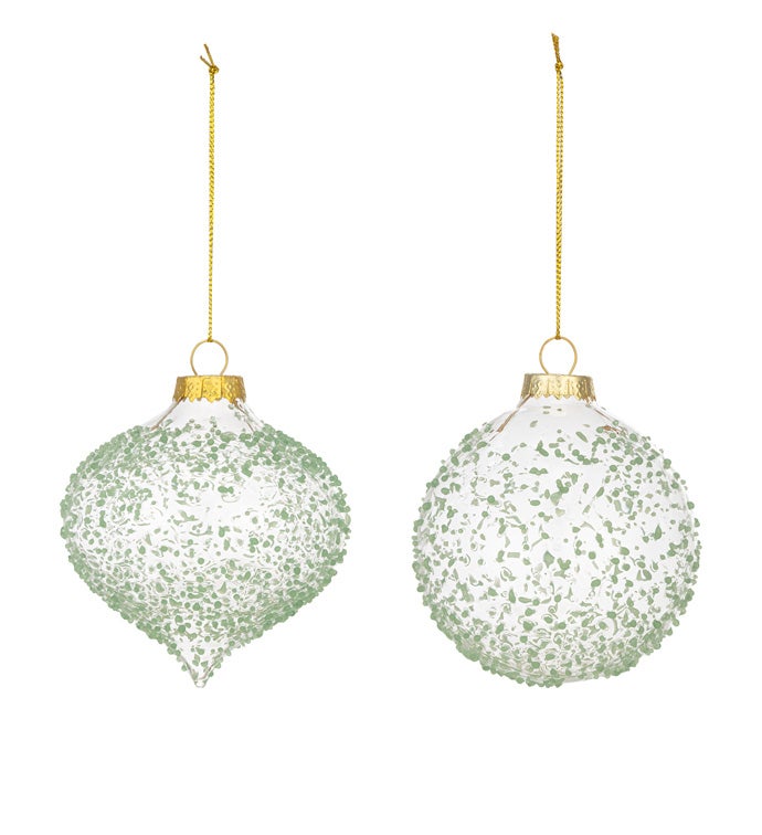 Embossed Light Blue Ornament  2 Assorted