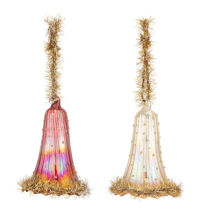 Gold/Red Flared Bell Ornament  2 Assorted