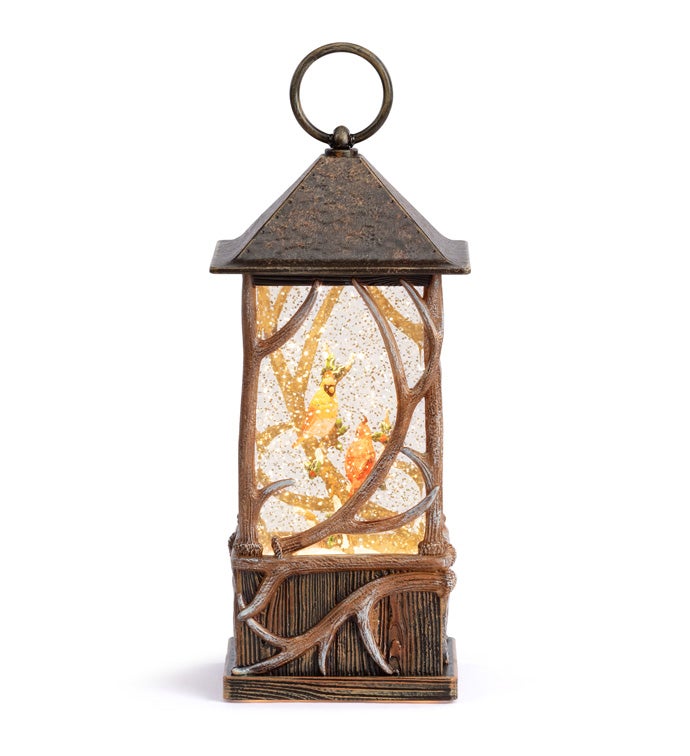 LED Cardinal/Holly Lantern