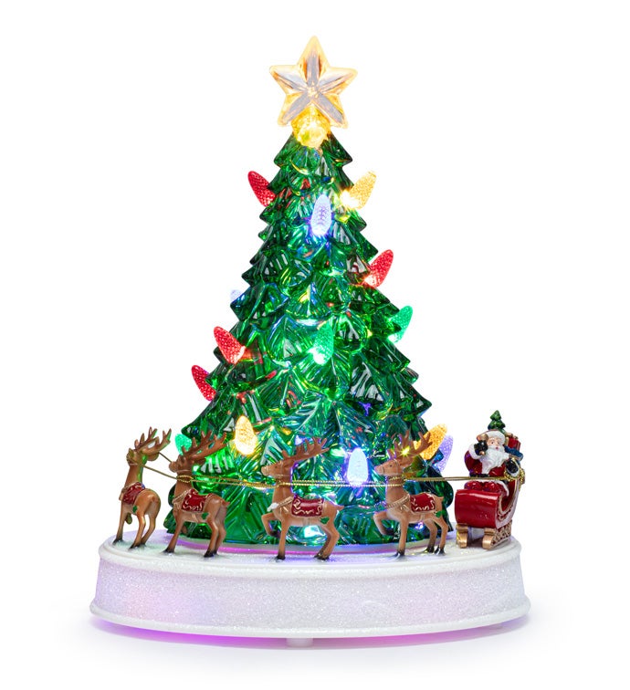 LED Christmas Tree with Circling Sleigh