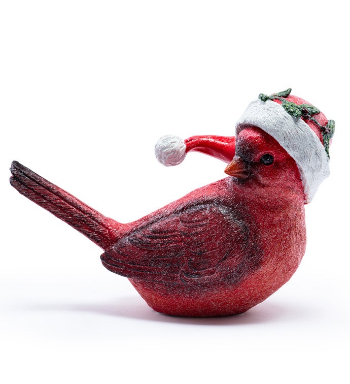 Cardinal with Christmas Hat