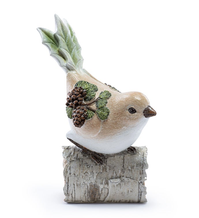 Pine Cone Bird on Stump