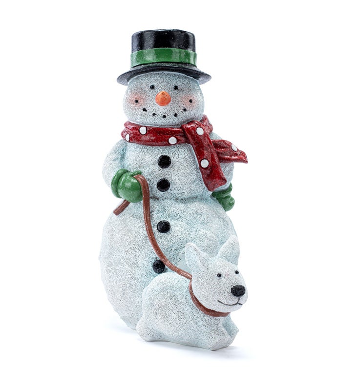 Snowman Walking Dog