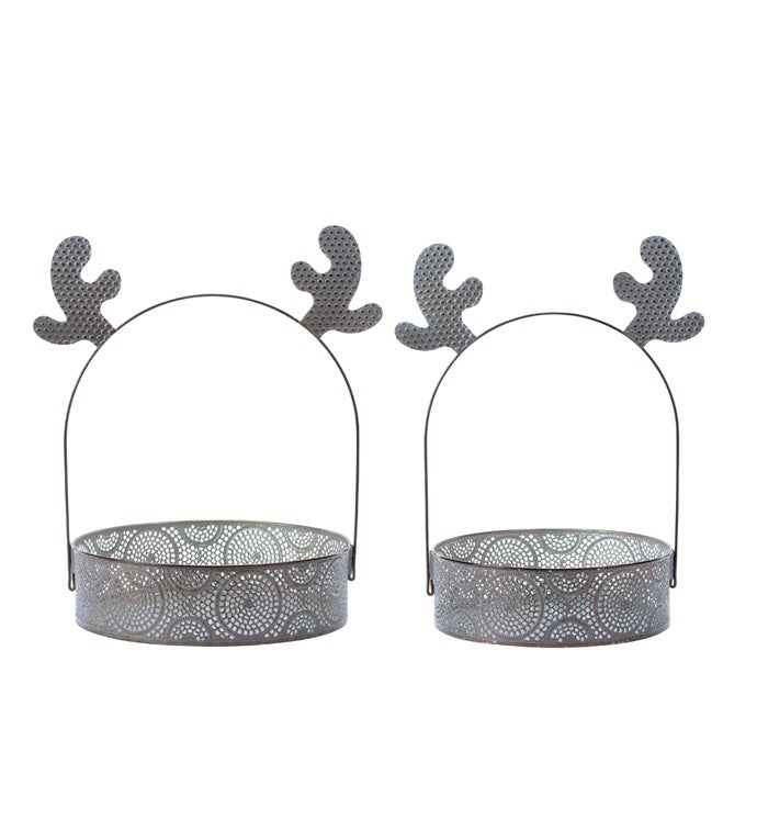 Reindeer Ears Handle Planter  Set of 2