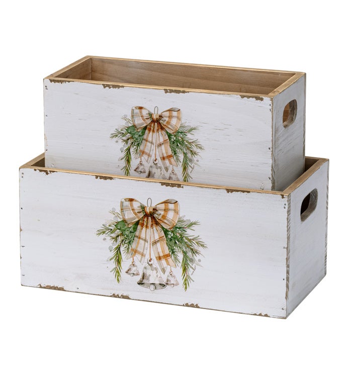 Rectangle Bow/Bell Planter, Set of 2