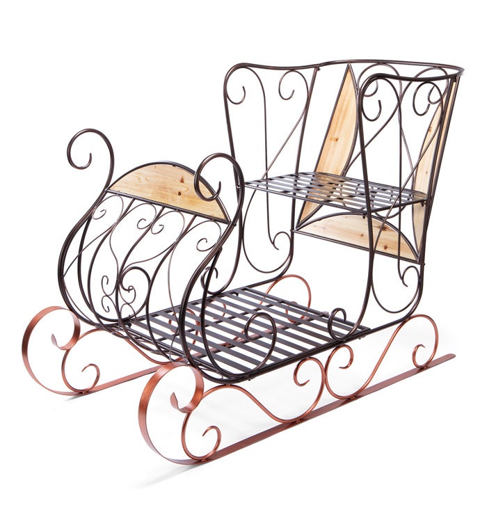 Copper Metal/Wood Sleigh