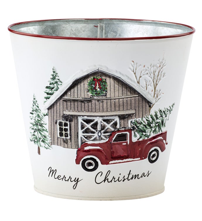 6.5" 'Merry Christmas' Truck/Tree Pot Cover