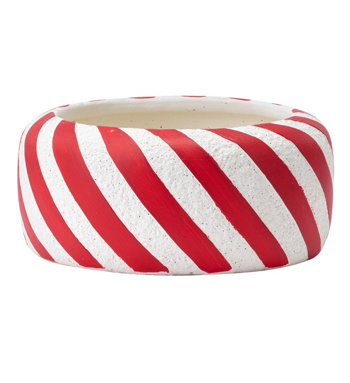 Large Red/White Diagonal Stripe Planter