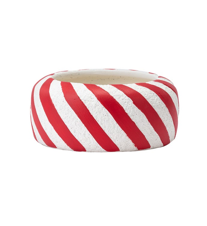 Small Red/White Diagonal Stripe Planter