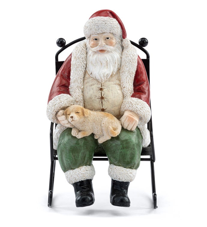 Sitting Santa with Dog