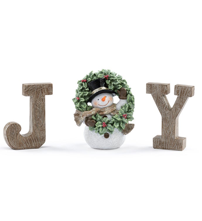 Joy Wreath Snowman, Set of 3