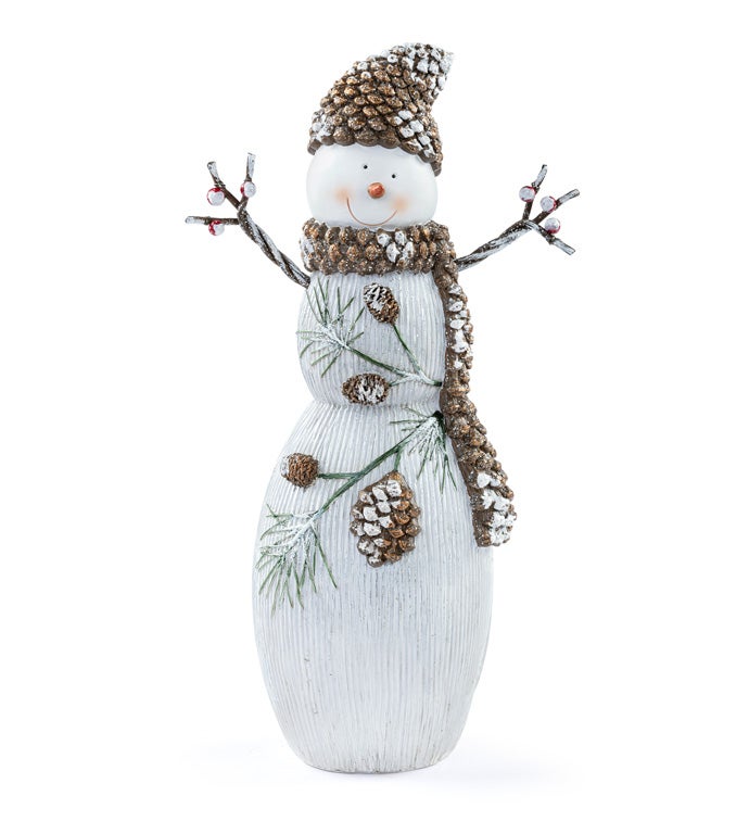 Large Twig Arm Pine Cone Snowman