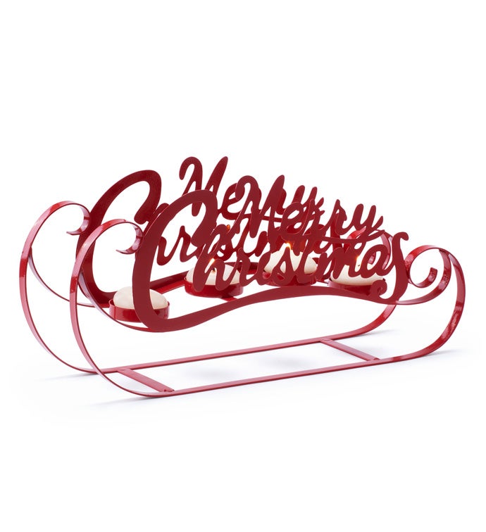 Merry Christmas Sled Candle Holder
