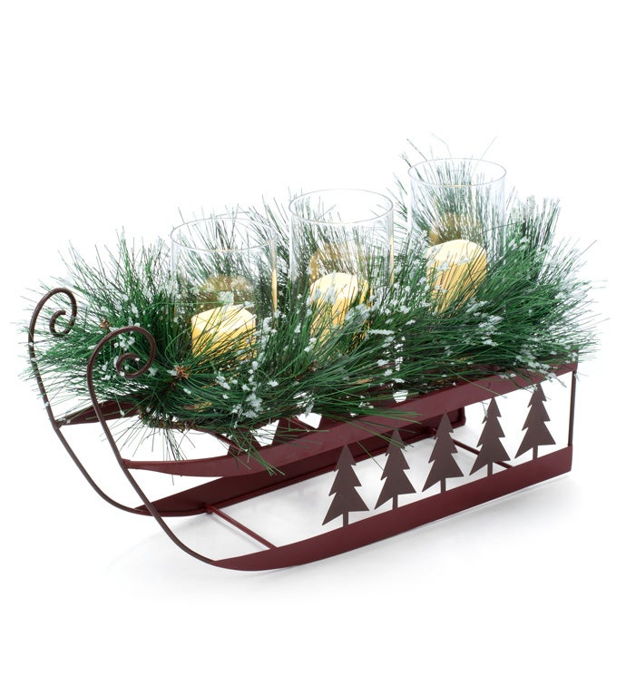 LED Pine/Sled Candleholder