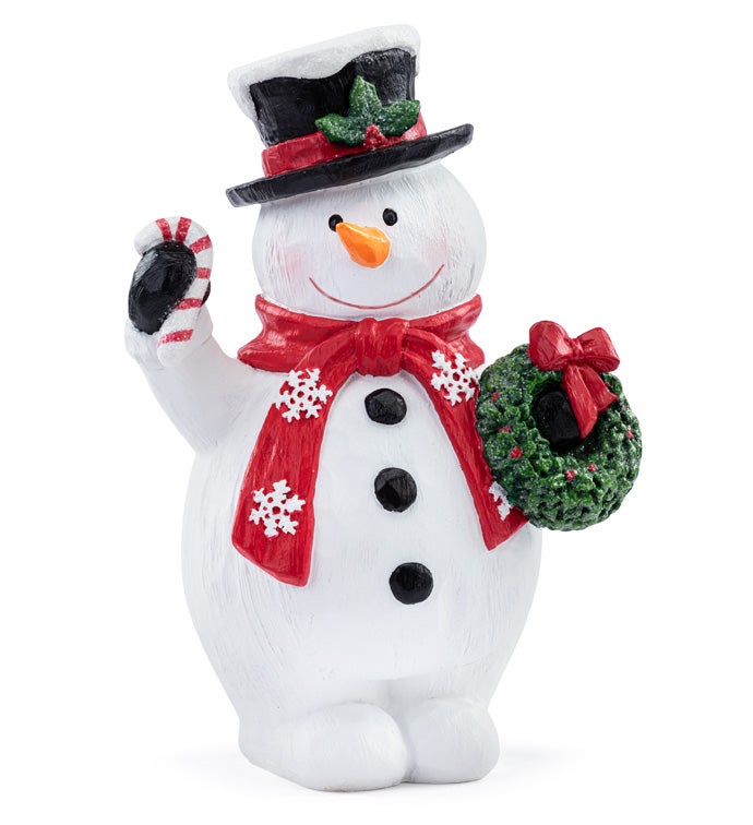 Snowman with Wreath and Candy Cane