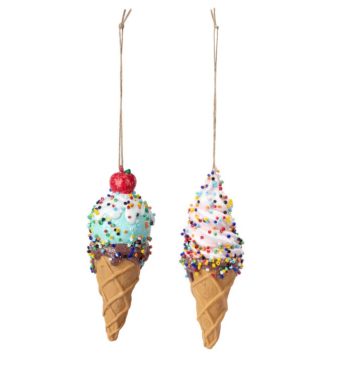 Ice Cream Cone 2 Assorted Ornament