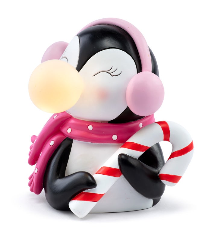 LED Penquin with Candy Cane