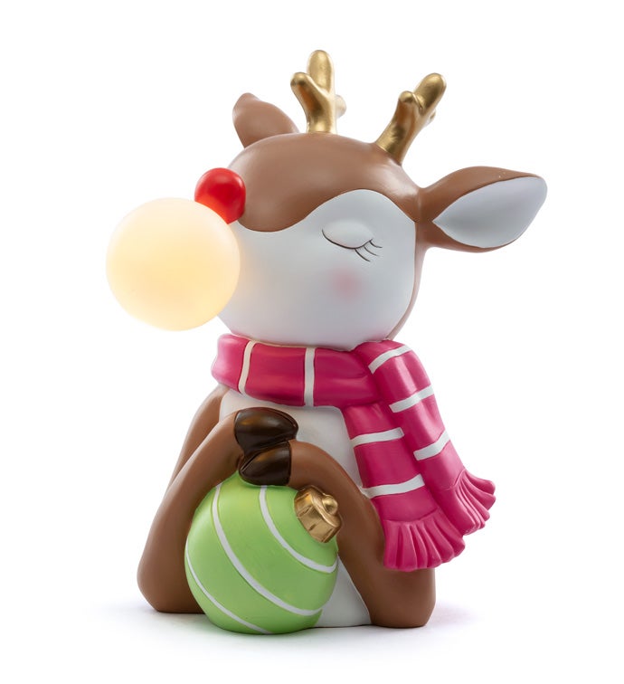 LED Reindeer Holding Ornament