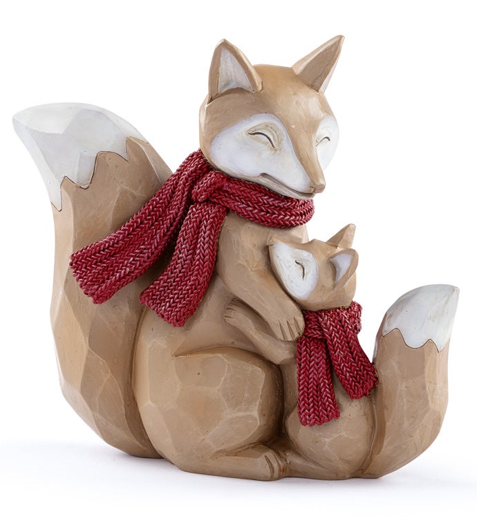 Red Scarf Fox with Little Fox