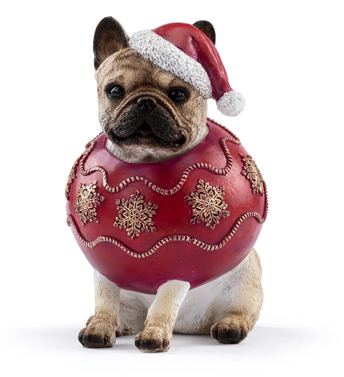 Pug in Ornament and Santa Hat