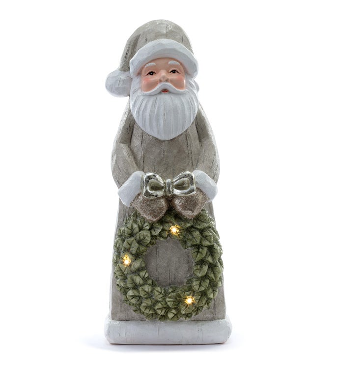 LED Santa Holding Wreath