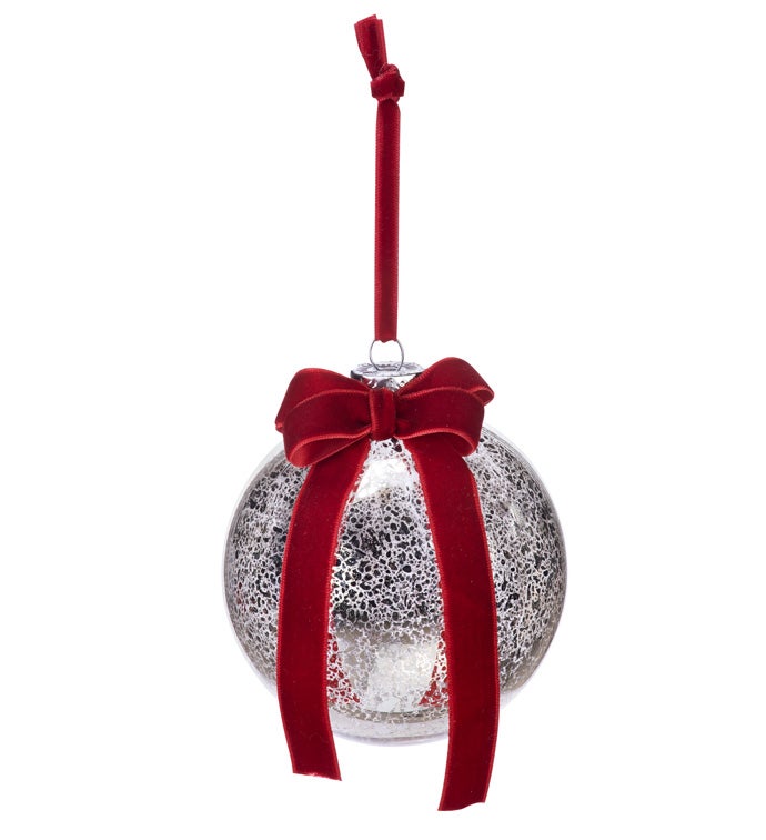 Glass Red Bow Ornament