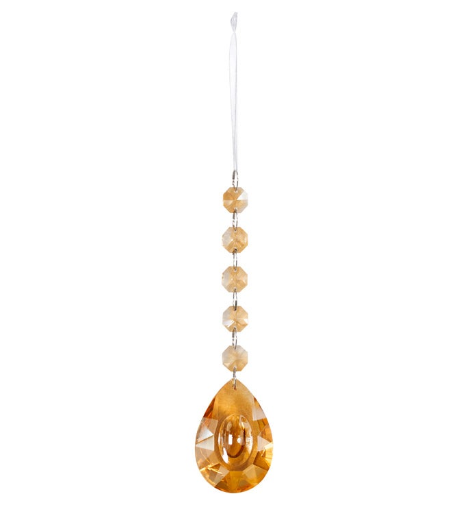 Amber Teardrop Glass Ornament