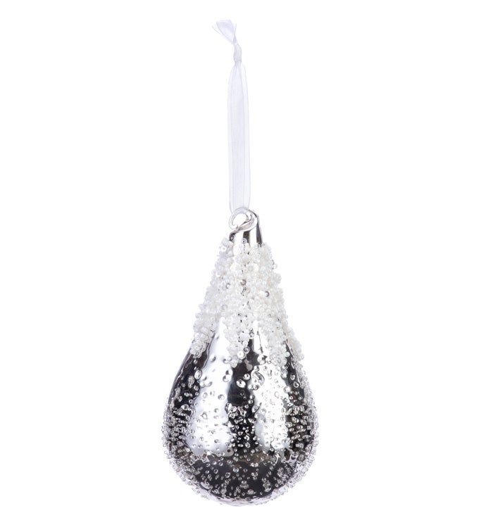Silver Frost Drop Ornament