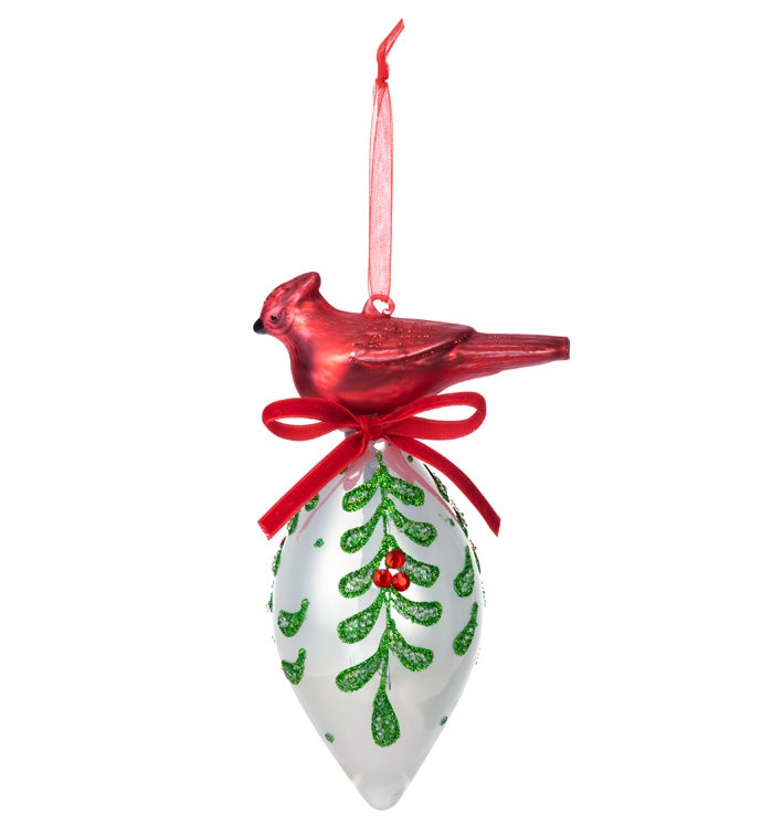 Cardinal On Glass Ornament