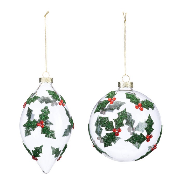 Holly Berry Ornaments  2 Assorted
