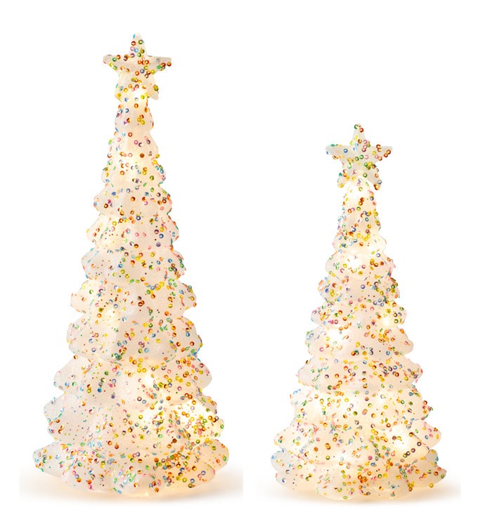 LED Confetti Christmas Tree  Set of 2