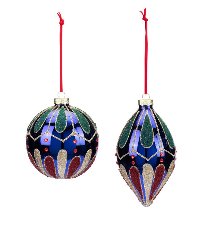 Blue Mix Ornaments  2 Assorted