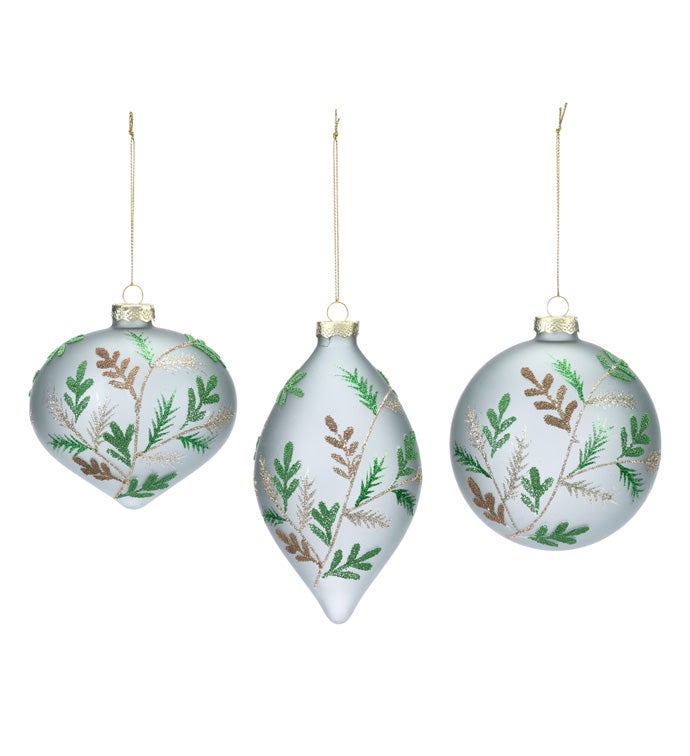 Leaf Glass Ornaments 3 Assorted