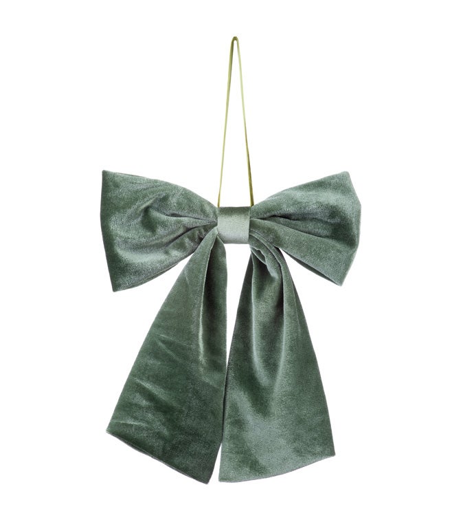 Sage Green Velvet Bow Ornament