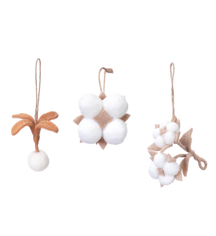 Cotton Ball Ornament  3 Assorted