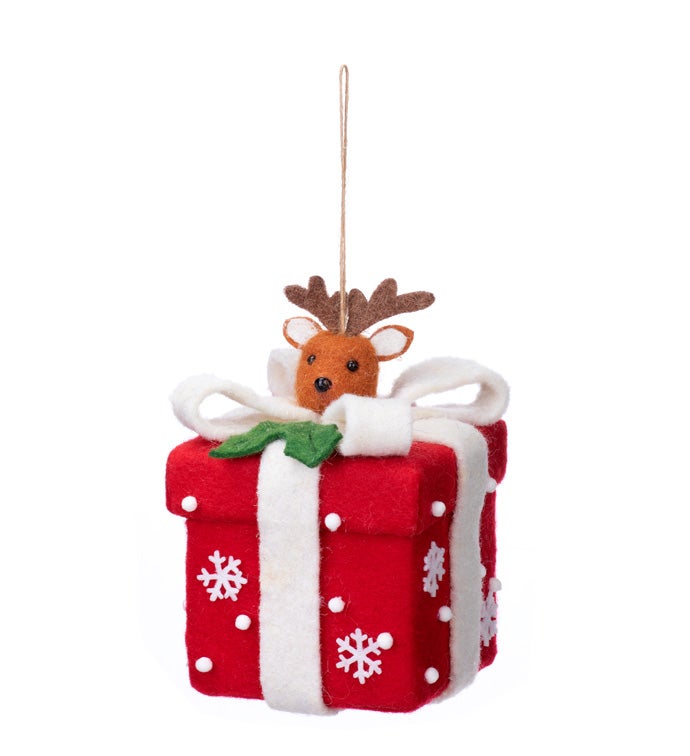 Reindeer in Gift Ornament