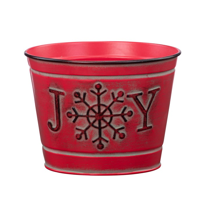 5" Red JOY Snowflake Pot Cover