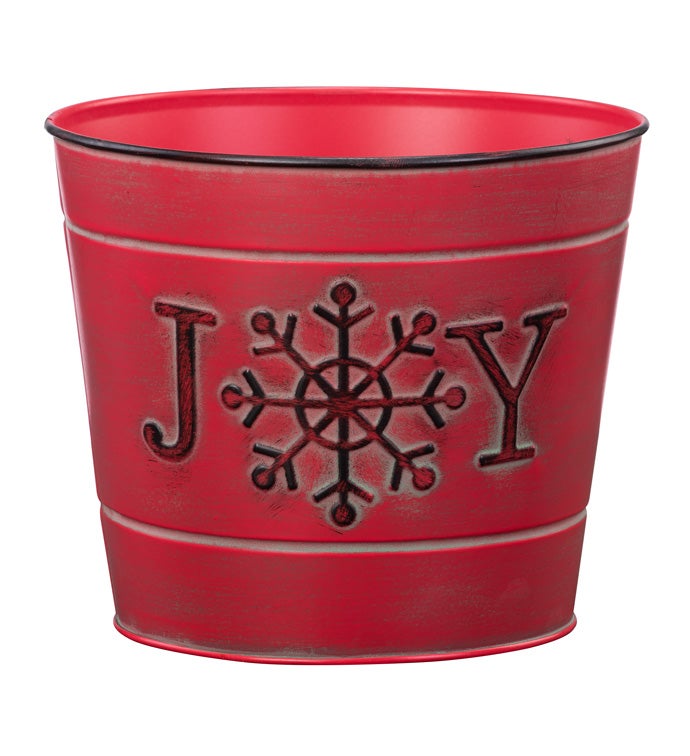 6.5" Red JOY Snowflake Pot Cover
