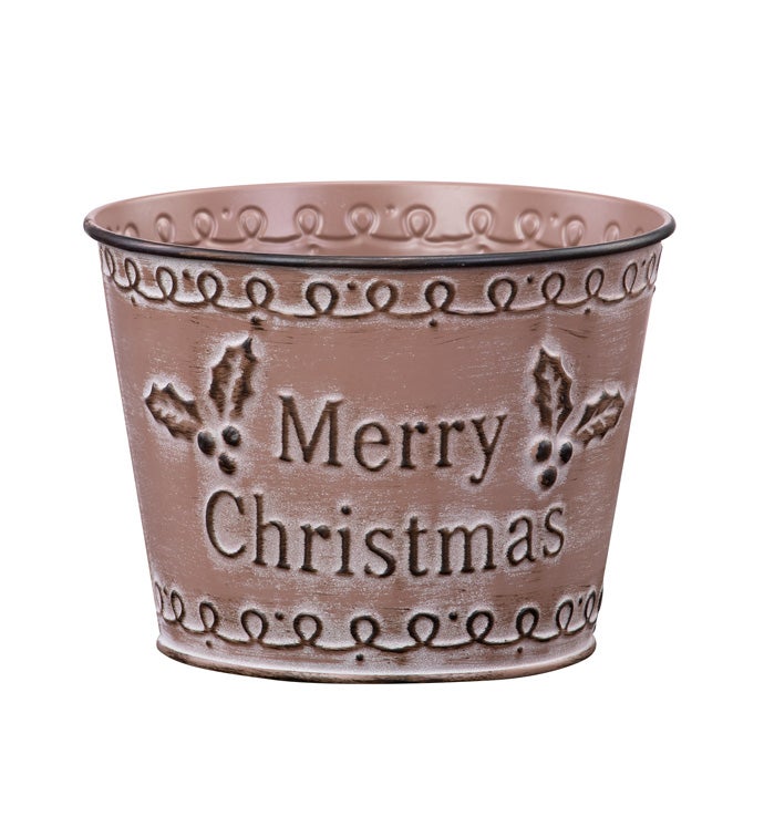 5" Brown Merry Christmas Pot Cover