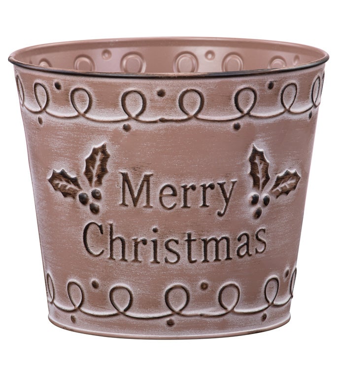 6.5" Brown Merry Christmas Pot Cover