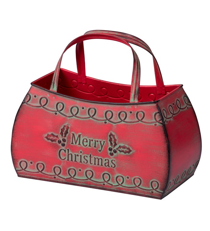 Red Merry Christmas Bag Planter