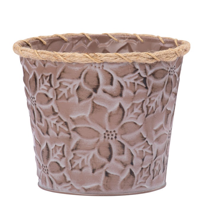 6.5" Brown Poinsettia Pot Cover