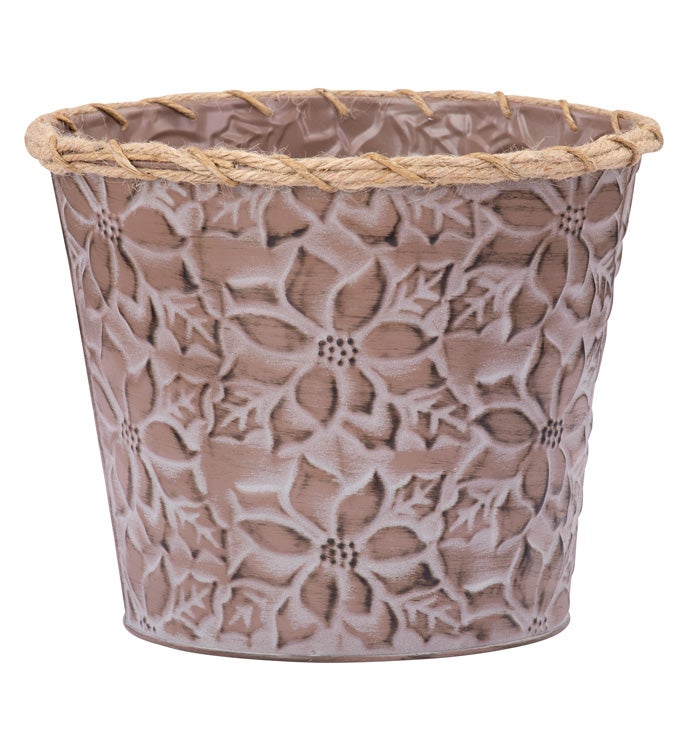 8.5" Brown Poinsettia Pot Cover
