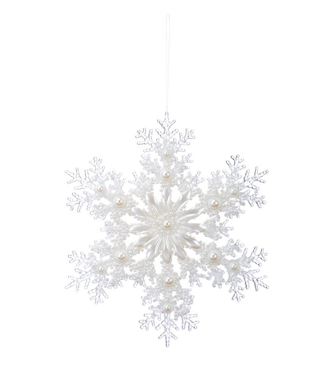 Large White Bead Snowflake Ornament