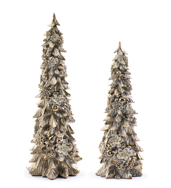 Gold Flower/Fruit Tree  Set of 2