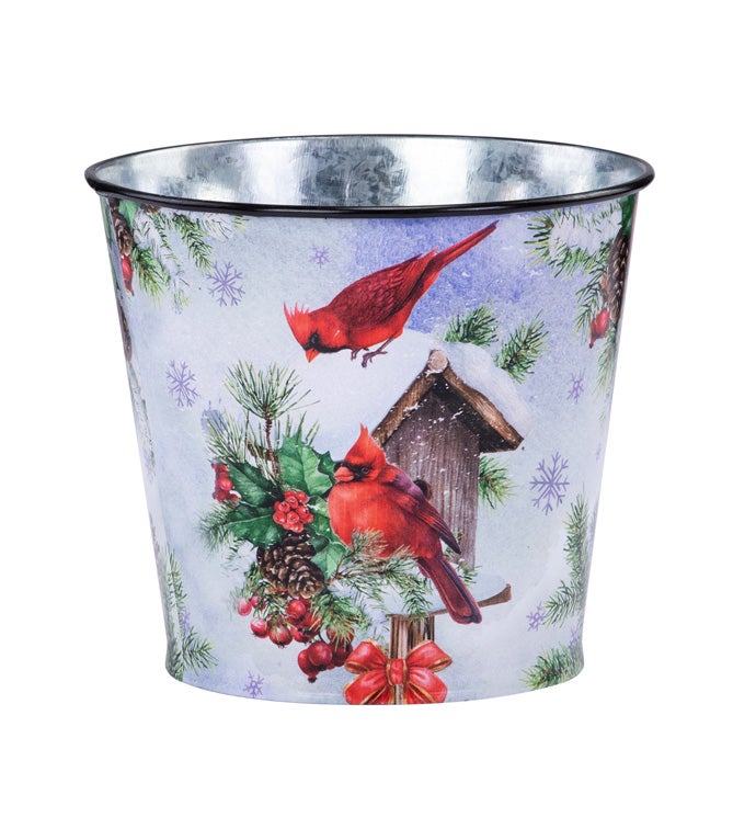 5" Snow Cardinals Pot Cover