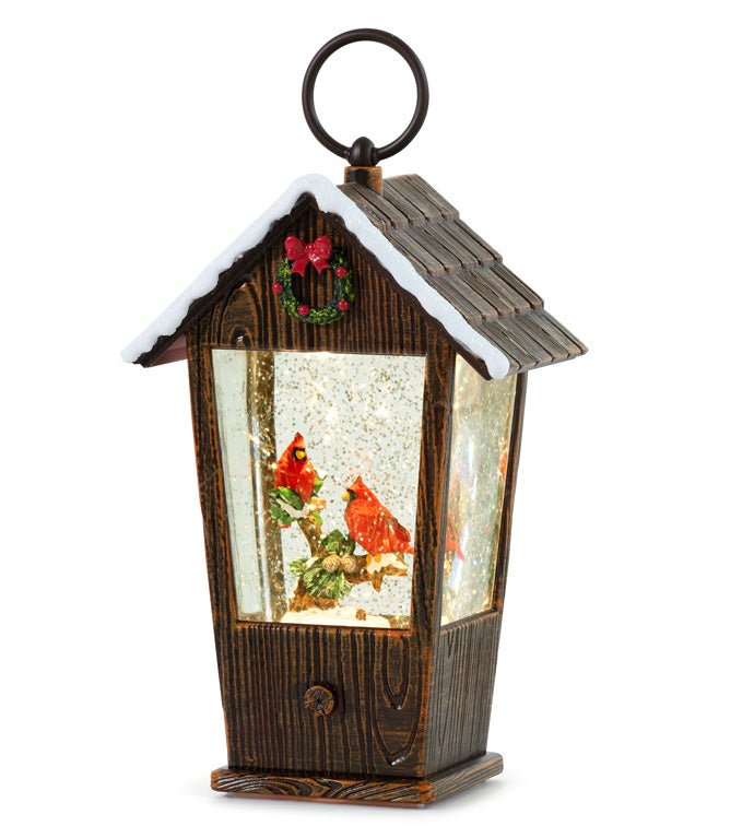 LED Cardinal Wreath Lantern