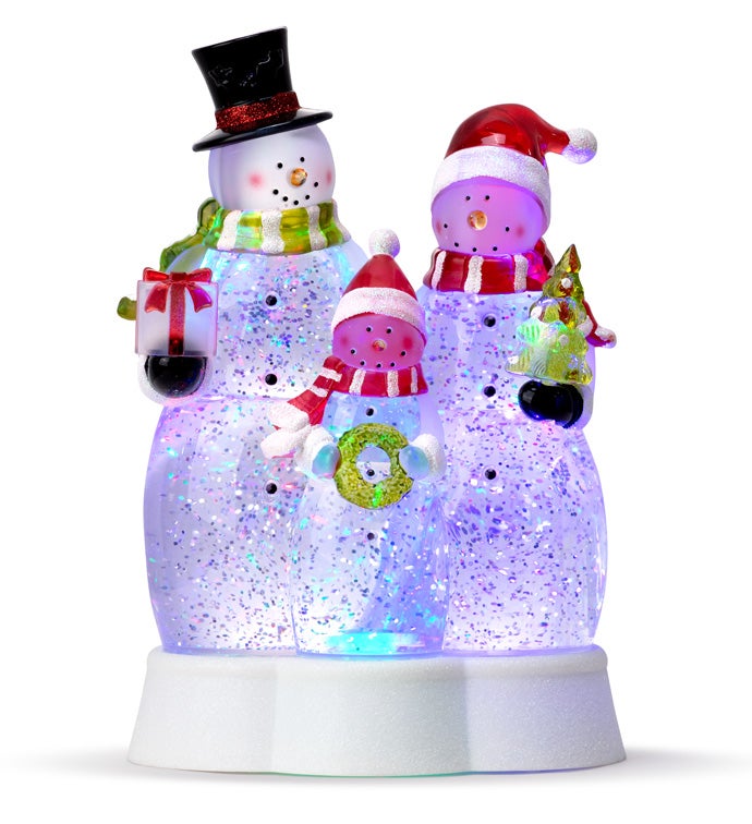 LED Snowman Family Water Globe