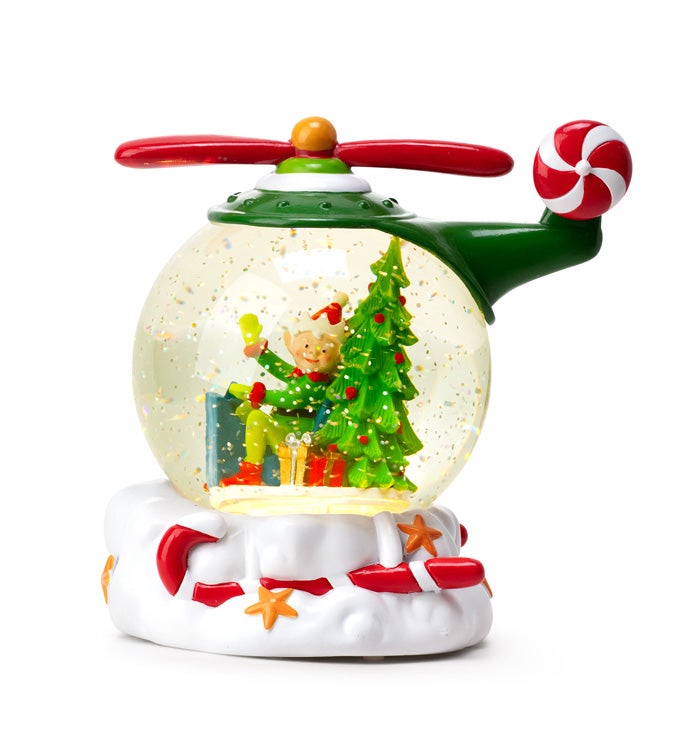 LED Elf/Helicopter Water Globe